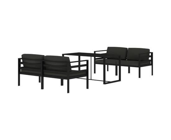 Set mobilier de grădină cu perne, 5 piese, antracit, aluminiu, 3 image