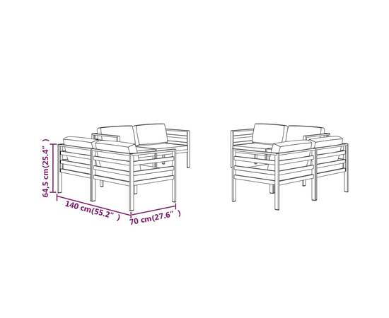 Set mobilier de grădină cu perne, 8 piese, antracit, aluminiu, 10 image