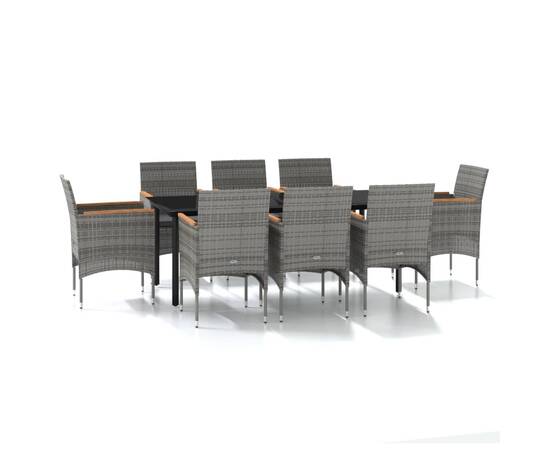 Set mobilier de grădină cu perne, 9 piese, gri și negru, 2 image