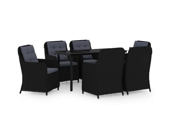 Set mobilier pentru grădină, 7 piese, negru, 2 image