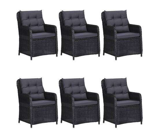 Set mobilier pentru grădină, 7 piese, negru, 3 image