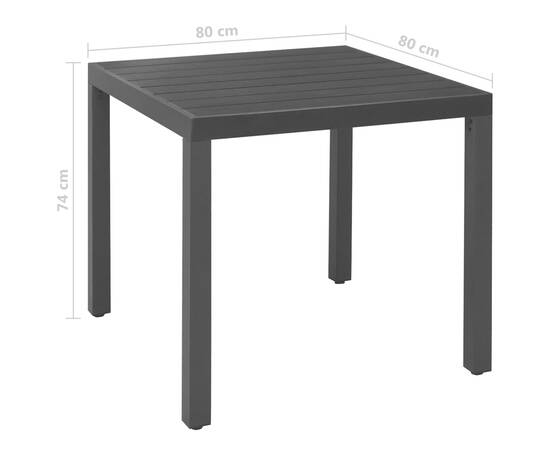 Set de masă pentru grădină, 5 piese, negru, aluminiu, 11 image