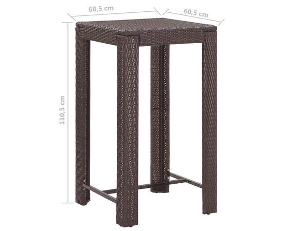 Set mobilier bar de grădină, cu perne, 3 piese, maro, poliratan, 9 image