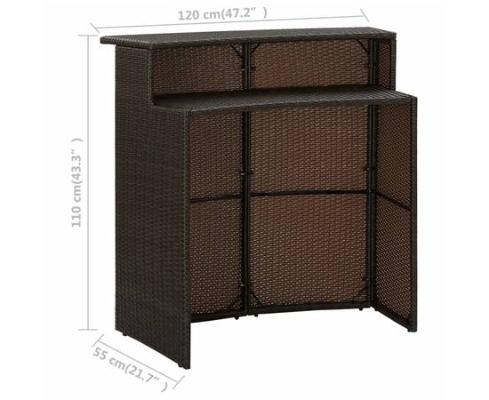 Set mobilier bar de grădină cu perne, 5 piese, maro, 8 image