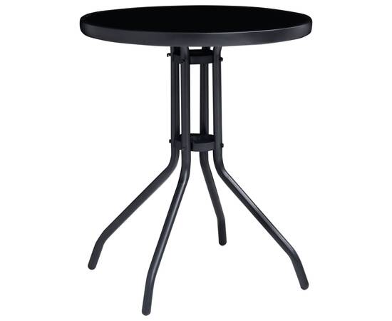 Set mobilier bistro, 3 piese, negru, aluminiu și textilenă, 8 image