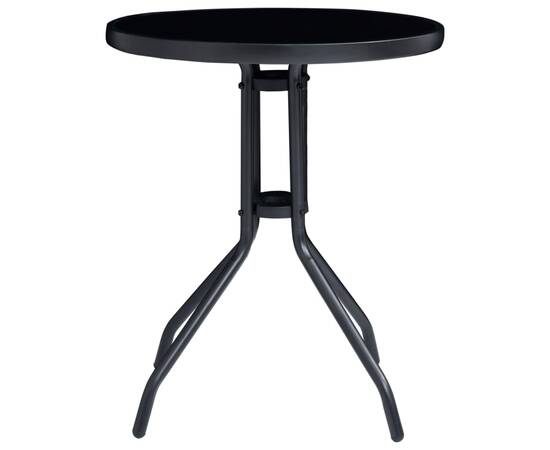 Set mobilier bistro, 3 piese, negru, aluminiu și textilenă, 9 image