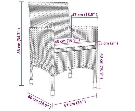 Set mobilier de grădină, cu perne, 9 piese, poliratan și sticlă, 7 image