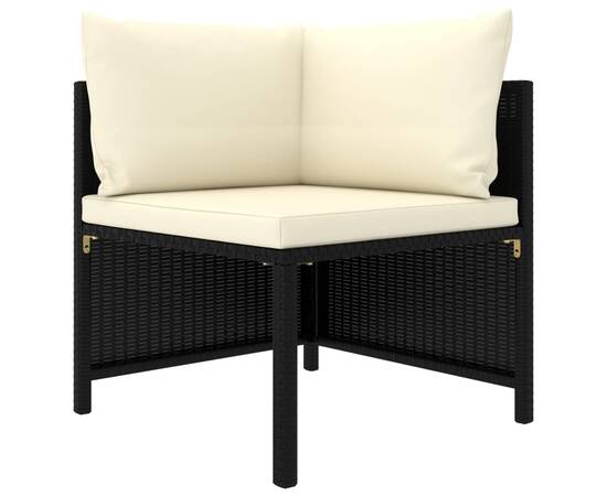 Set mobilier de grădină cu perne, 8 piese, negru, poliratan, 3 image