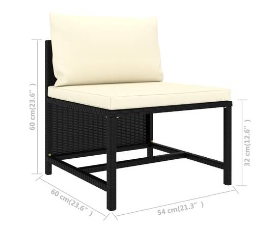 Set mobilier de grădină cu perne, 8 piese, negru, poliratan, 11 image