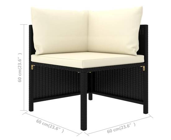 Set mobilier de grădină cu perne, 8 piese, negru, poliratan, 10 image