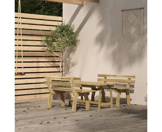 Set mobilier de exterior, 3 piese, lemn de pin tratat