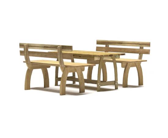 Set mobilier de exterior, 3 piese, lemn de pin tratat, 2 image