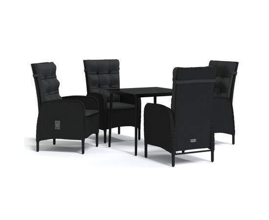 Set mobilier de grădină cu perne, 5 piese, negru, 2 image