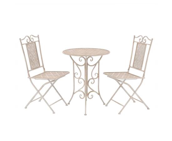 Set mobilier de bistro, 3 piese, alb, oțel