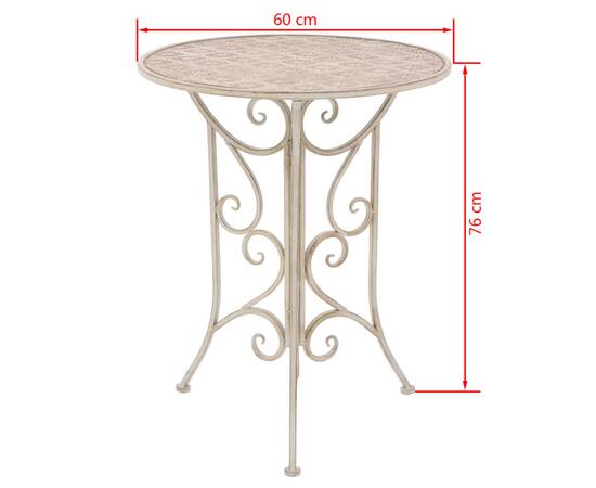 Set mobilier de bistro, 3 piese, alb, oțel, 9 image