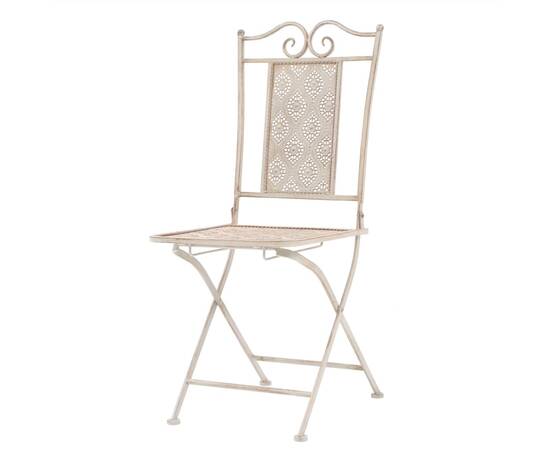 Set mobilier de bistro, 3 piese, alb, oțel, 4 image