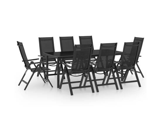 Set mobilier de grădină, 9 piese, antracit, aluminiu