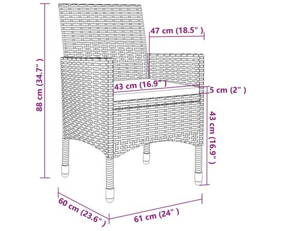 Set mobilier de grădină, cu perne, 7 piese, poliratan și sticlă, 7 image