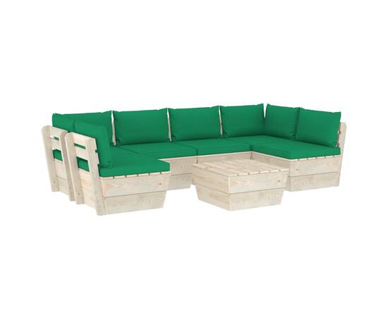 Set mobilier grădină din paleți cu perne, 7 piese, lemn molid, 2 image