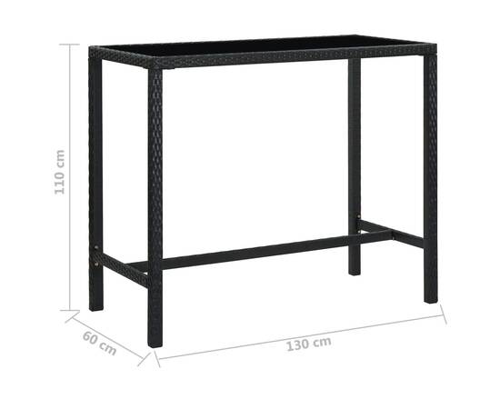 Set mobilier bar de grădină cu perne, 5 piese, negru, poliratan, 10 image