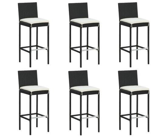 Set mobilier bar de grădină cu perne, 7 piese, negru, poliratan, 6 image