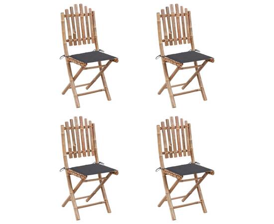 Set mobilier de exterior pliabil, cu perne, 5 piese, bambus, 2 image