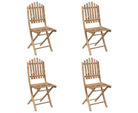 Set mobilier de exterior pliabil, cu perne, 5 piese, bambus, 4 image