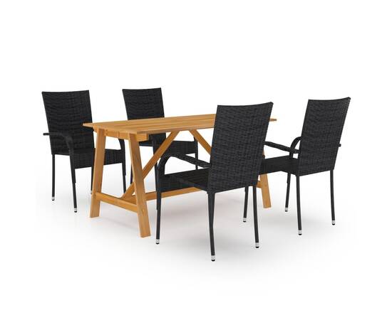 Set mobilier de grădină, 5 piese, negru