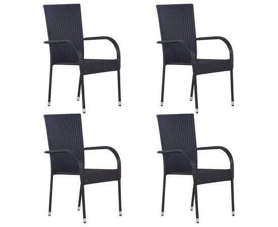 Set mobilier de grădină, 5 piese, negru, 2 image