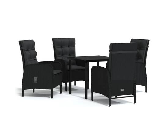 Set mobilier de grădină cu perne, 5 piese, negru, 2 image