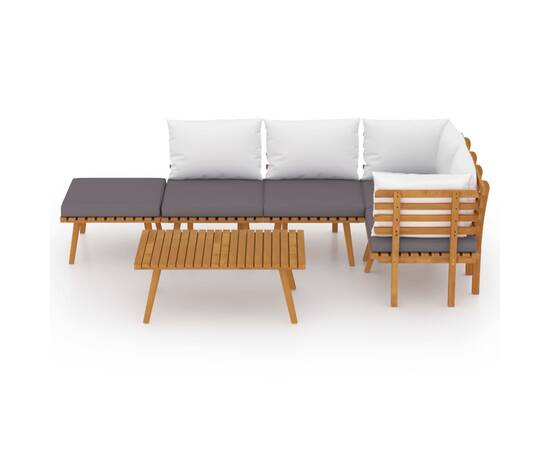 Set mobilier de grădină cu perne, 6 piese, lemn masiv acacia, 3 image
