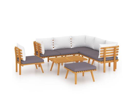 Set mobilier de grădină cu perne, 8 piese, lemn masiv acacia, 2 image