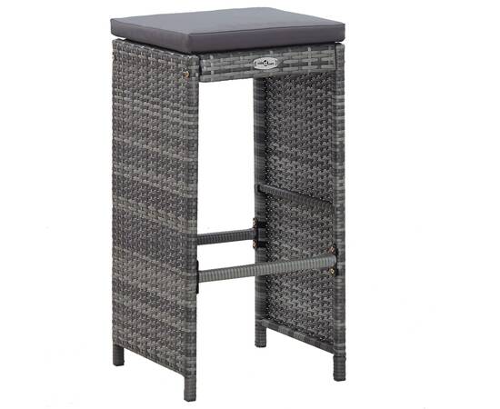 Set mobilier bar de grădină cu perne, 7 piese, gri, poliratan, 5 image