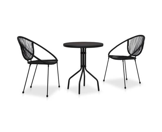 Set mobilier de bistro, 3 piese, negru, ratan pvc