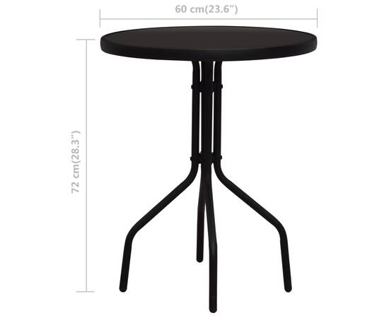 Set mobilier de bistro, 3 piese, negru, ratan pvc, 10 image