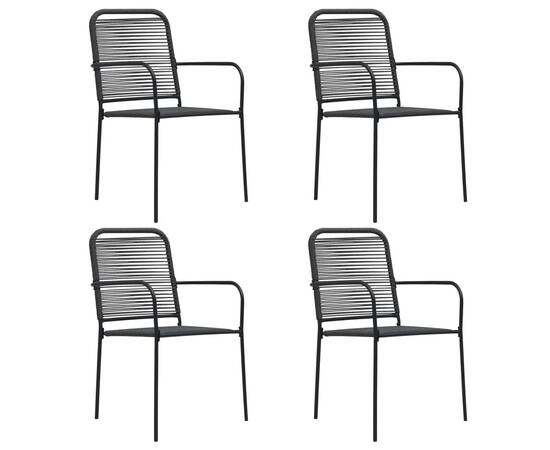 Set mobilier de grădină 5 piese negru sfoară de bumbac și oțel, 6 image