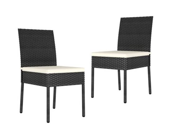 Set de masă și scaune de exterior, 3 piese, negru, poliratan, 6 image
