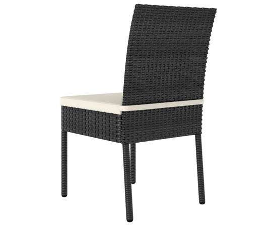 Set de masă și scaune de exterior, 3 piese, negru, poliratan, 9 image