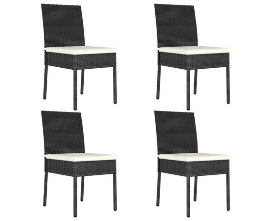 Set de masă și scaune de exterior, 5 piese, negru, poliratan, 6 image