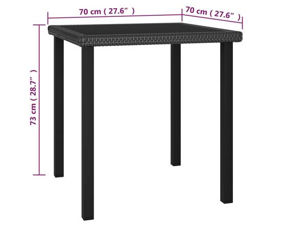 Set de mobilier de grădină, 3 piese, negru, poliratan, 10 image