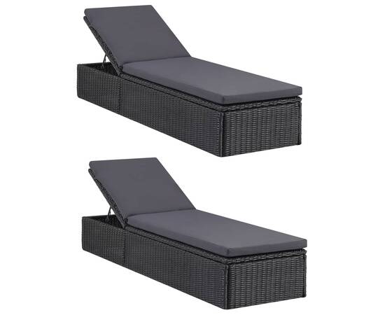 Set mobilier de grădină, 11 piese, negru, poliratan, 8 image