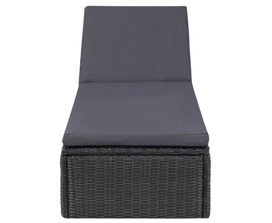 Set mobilier de grădină, 11 piese, negru, poliratan, 10 image