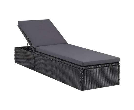 Set mobilier de grădină, 11 piese, negru, poliratan, 9 image