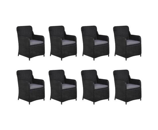 Set mobilier de grădină, 11 piese, negru, poliratan, 2 image