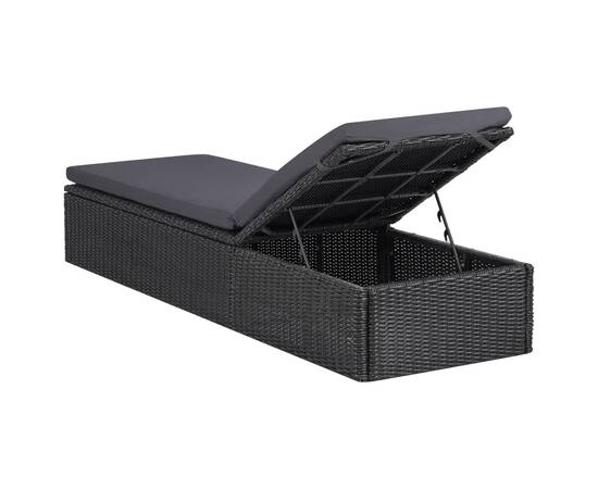 Set mobilier de grădină, 11 piese, negru, poliratan, 10 image