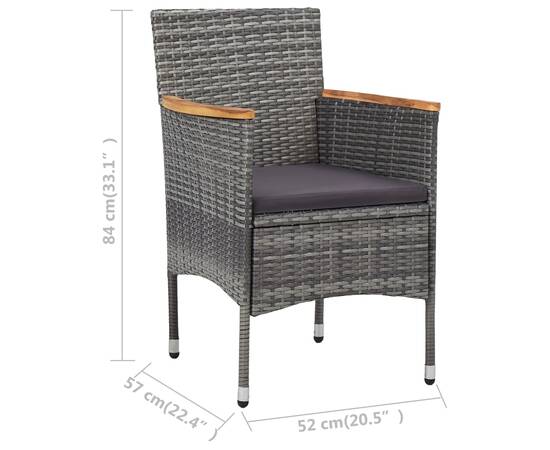 Set mobilier de grădină, 3 piese, gri, 10 image