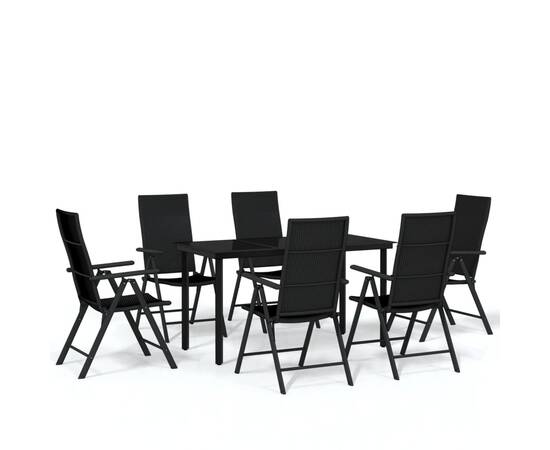 Set mobilier de grădină, 7 piese, negru, 2 image