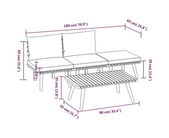 Set mobilier de grădină cu perne, 4 piese, lemn masiv de acacia, 10 image