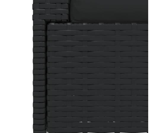 Canapea cu 2 locuri, cu perne, negru, poliratan, 8 image
