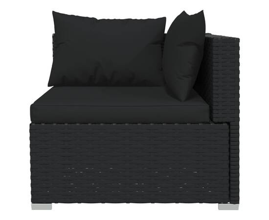 Canapea cu 2 locuri, cu perne, negru, poliratan, 6 image